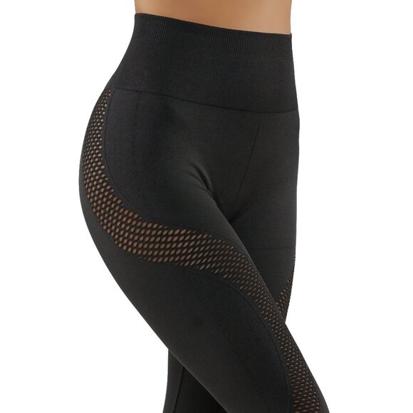 Grey yoga leggings workout pants sexy mesh - Picture 4 of 5